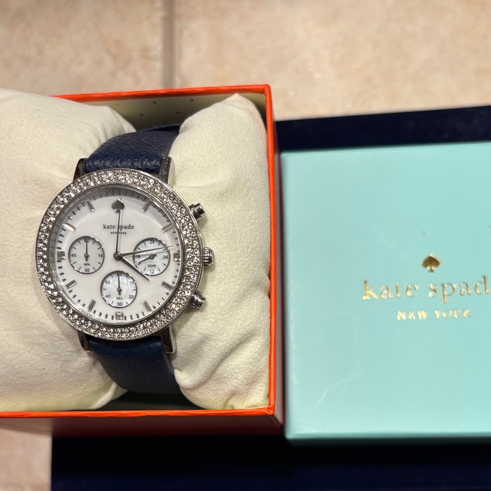 Kate Spade Silver and Navy Chronograph Watch